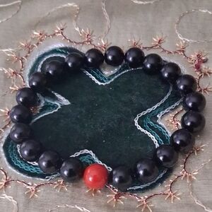 Black and Red Beaded Bracelet